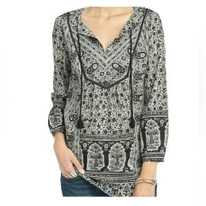 Lucky Brand🦎Womens Tassel Peasant Blouse🌵